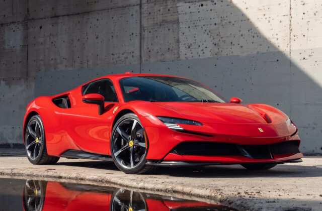 Ferrari in the workshop at Rapido Garage, Al Quoz Dubai